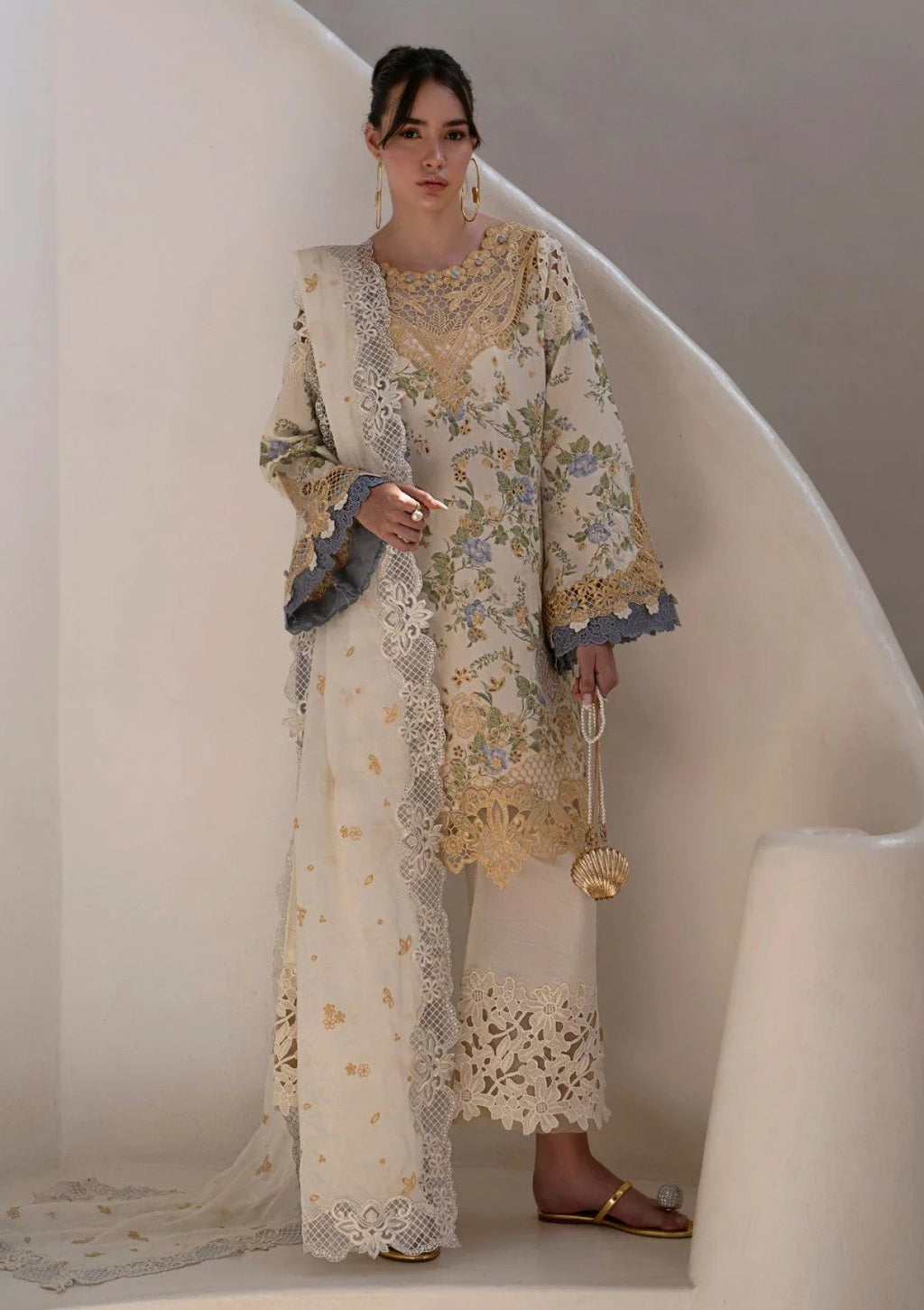 Alif - AJR Printed Embroidered Lawn Unstiched 3pc (SL-655)