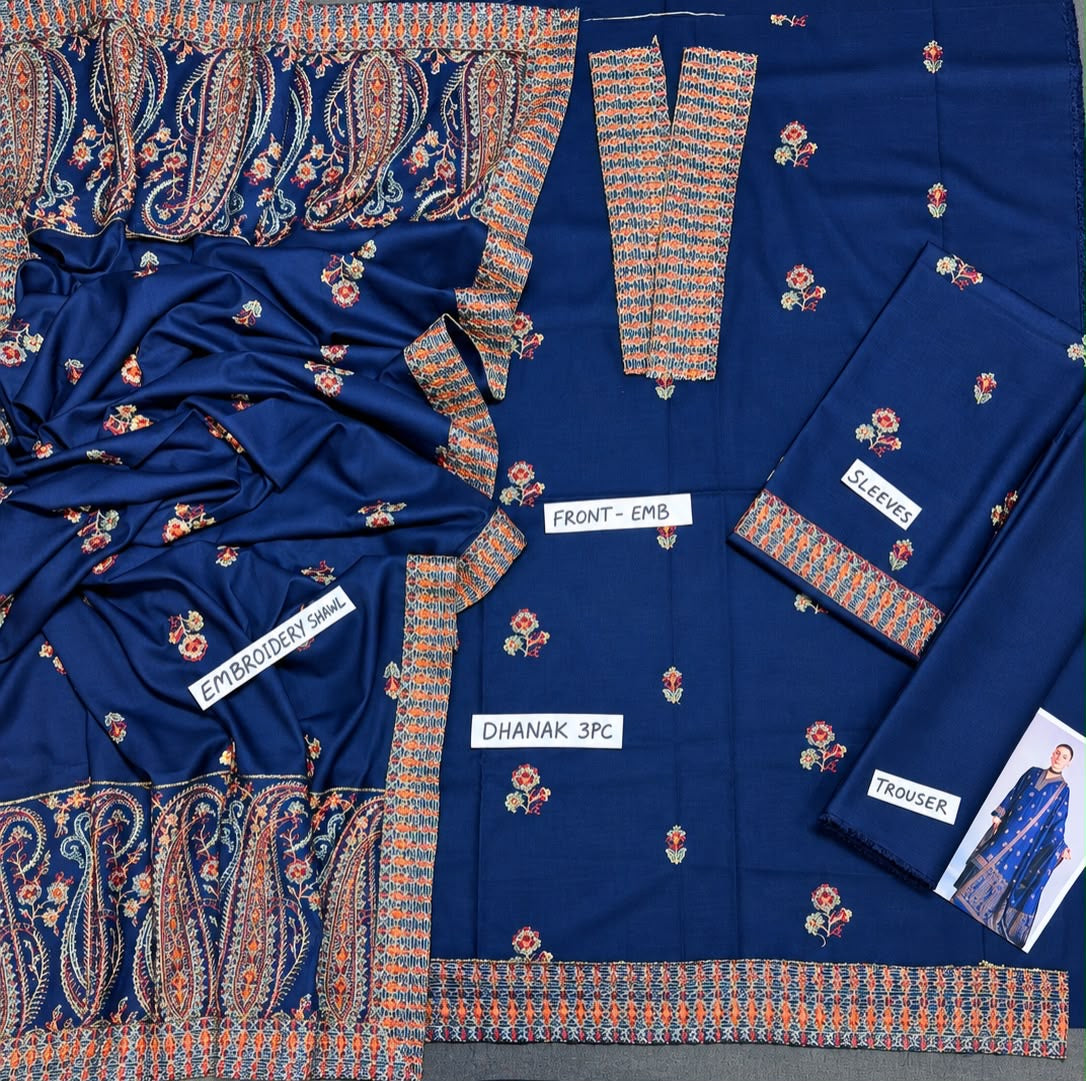 BAREEZE | LUXURY EMBROIDERED DHANAK UNSTITCHED 3pc | SL-6268