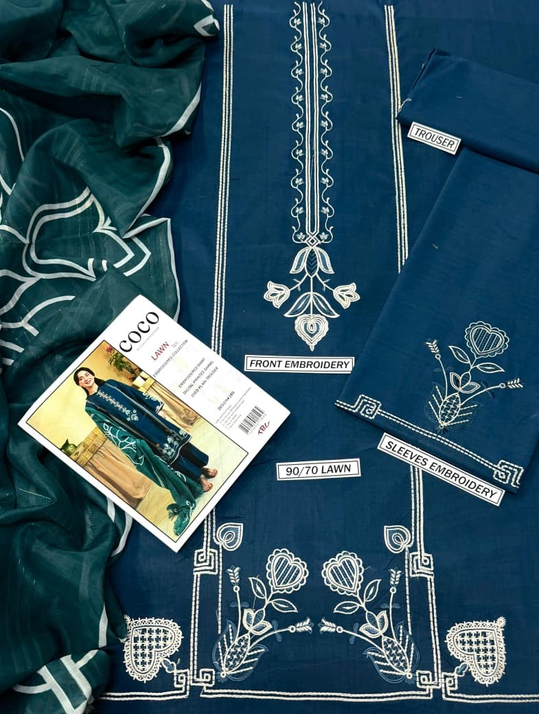 COCO LUXURY EMBROIDERED LAWN UNSTICHED 3pc (SL-440)