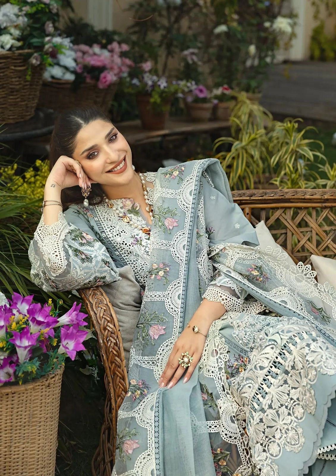 ELAF PREMIUM LAWN EMBROIDERED UNSTICHED 3pc (SL-9871)