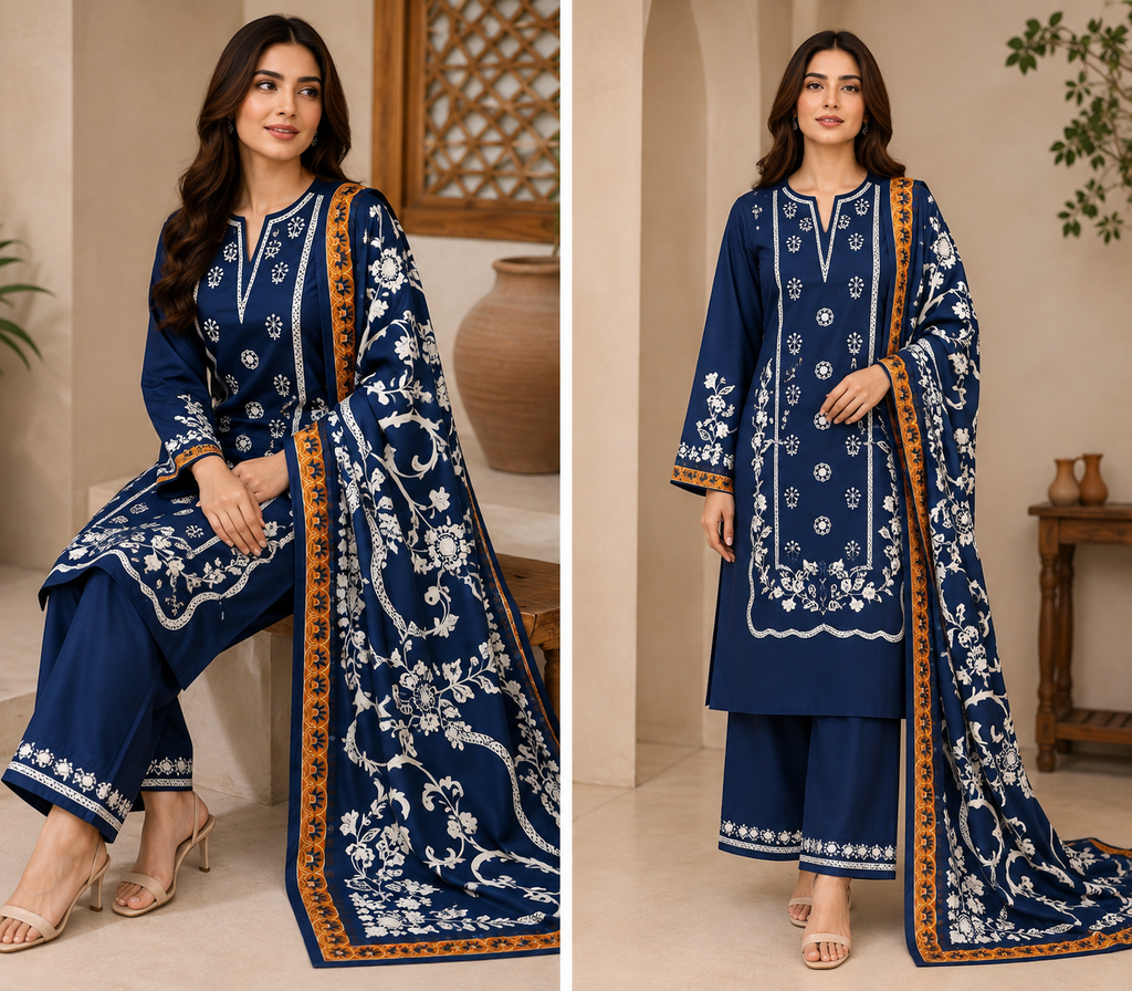 BEECHTREE | LUXURY EMBROIDERED DHANAK UNSTICHED 3pc | SL1046