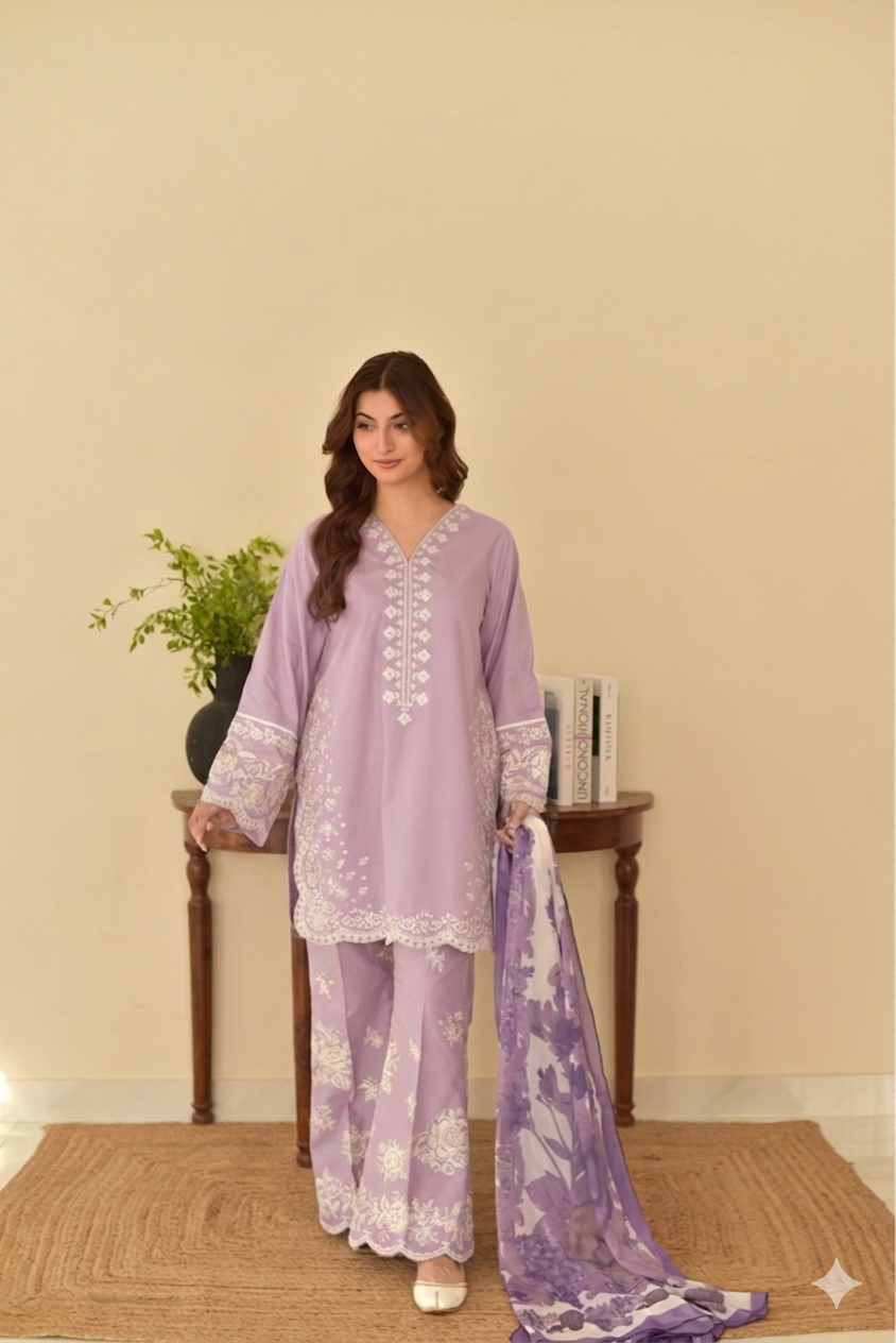 COCO By ZS | Heavy Embroidered Lawn Unstiched 3pc | SL-5509