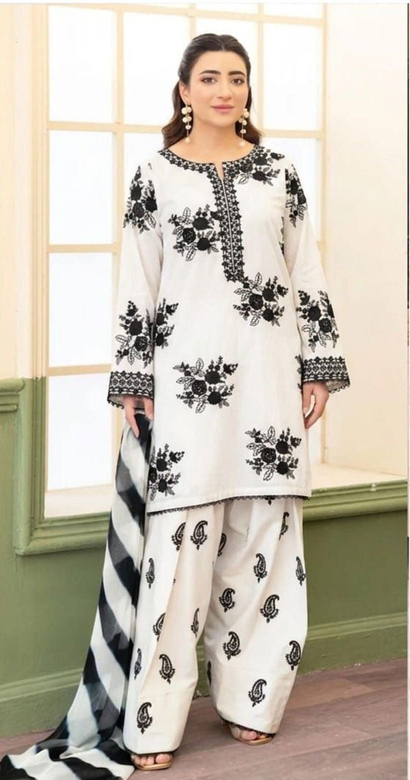 ZARA SHAHJAHAN-HEAVY EMBROIDERED LAWN UNSTICHED 3pc (SL-1142)