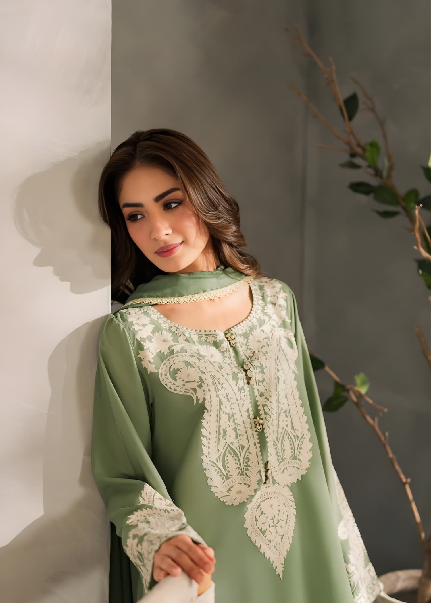 SAGE-Batik EMBROIDERED 3pc (SL-1220)