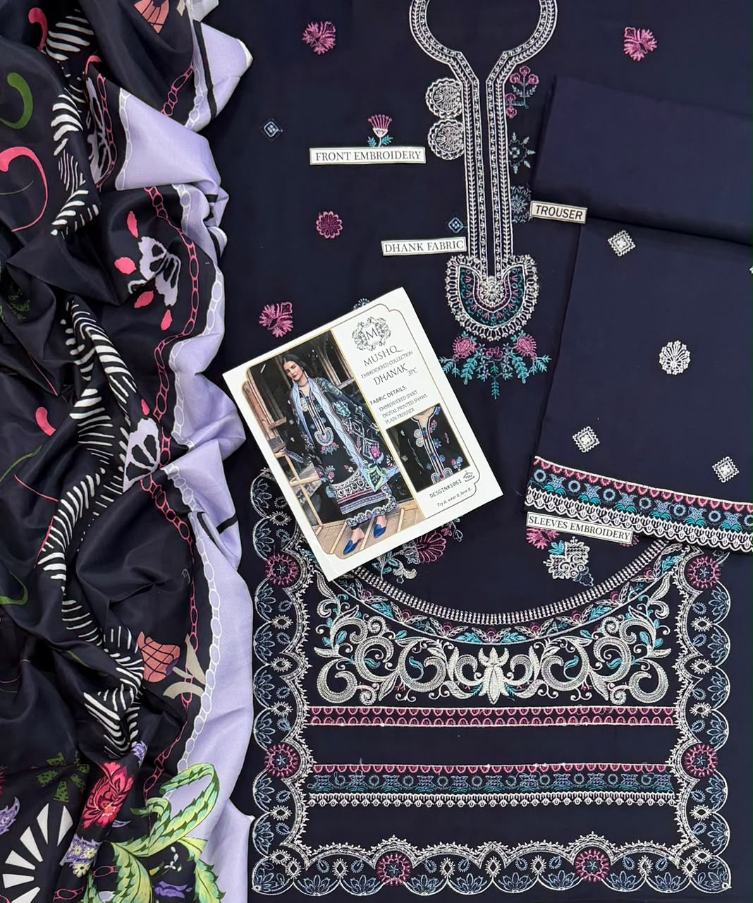 MUSHQ | LUXURY EMBROIDERED DHANAK UNSTITCHED 3pc | SL2673