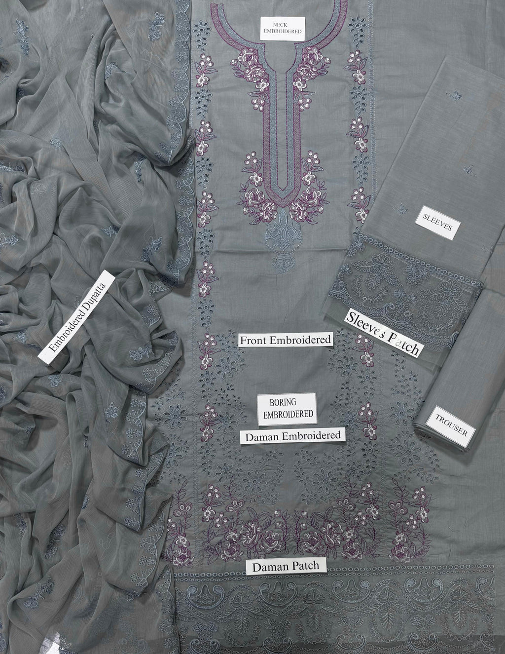 ZARQASH-EMBROIDERED LAWN UNSTICHED 3pc (SL-435)
