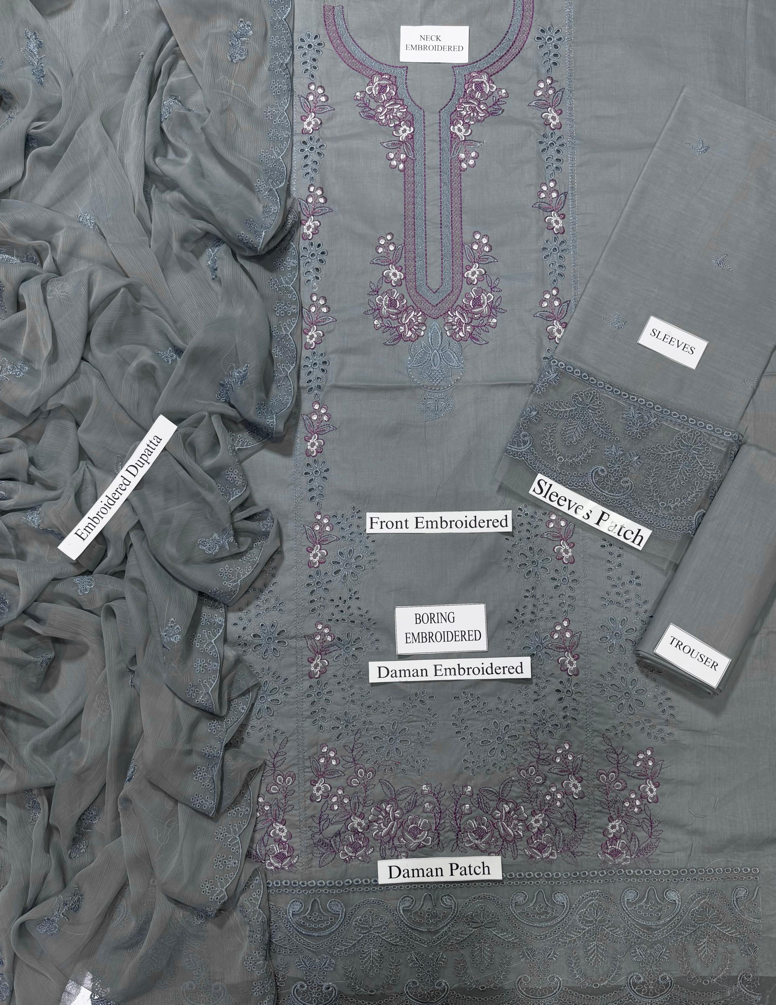 ZARQASH-EMBROIDERED LAWN UNSTICHED 3pc (SL-435)