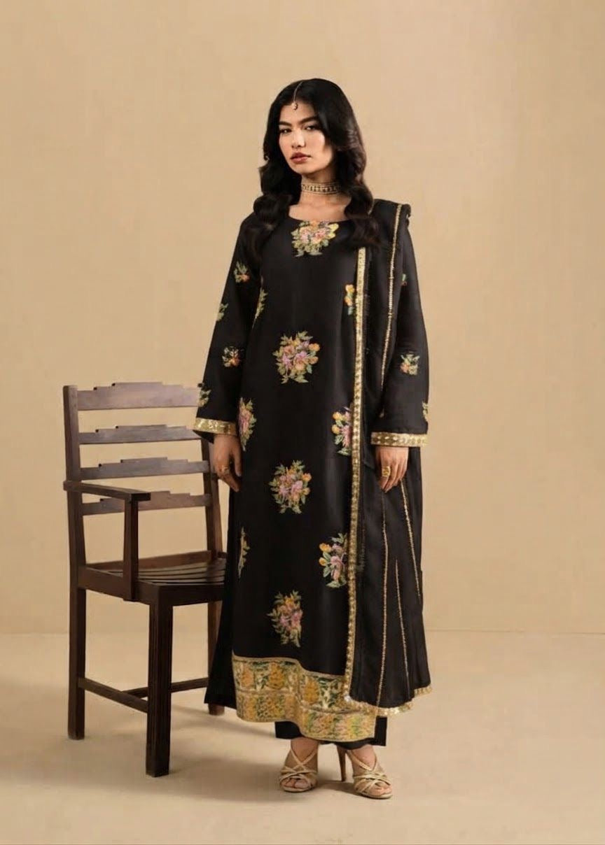 NUREH | LUXURY EMBROIDERED DHANAK 3pc | SL-1204