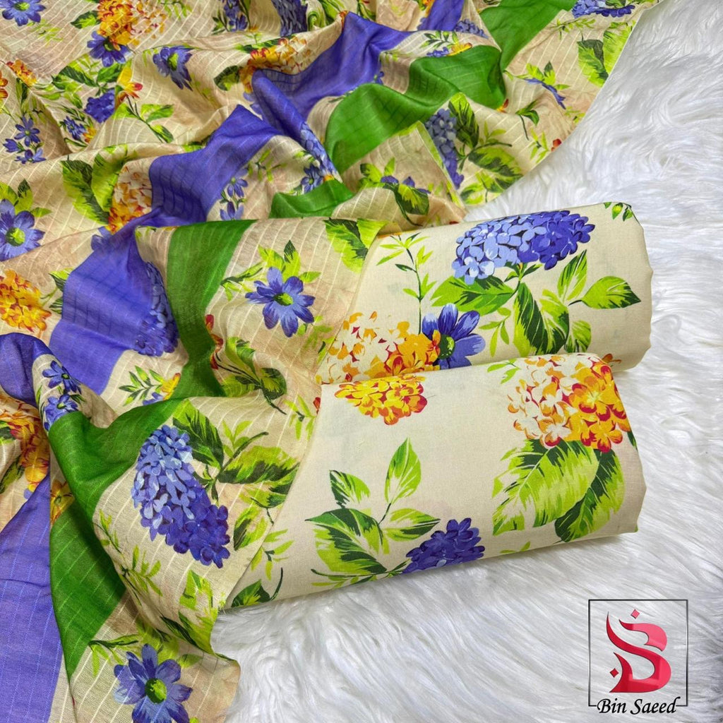 Bin Saeed Unstiched Linen 3pc