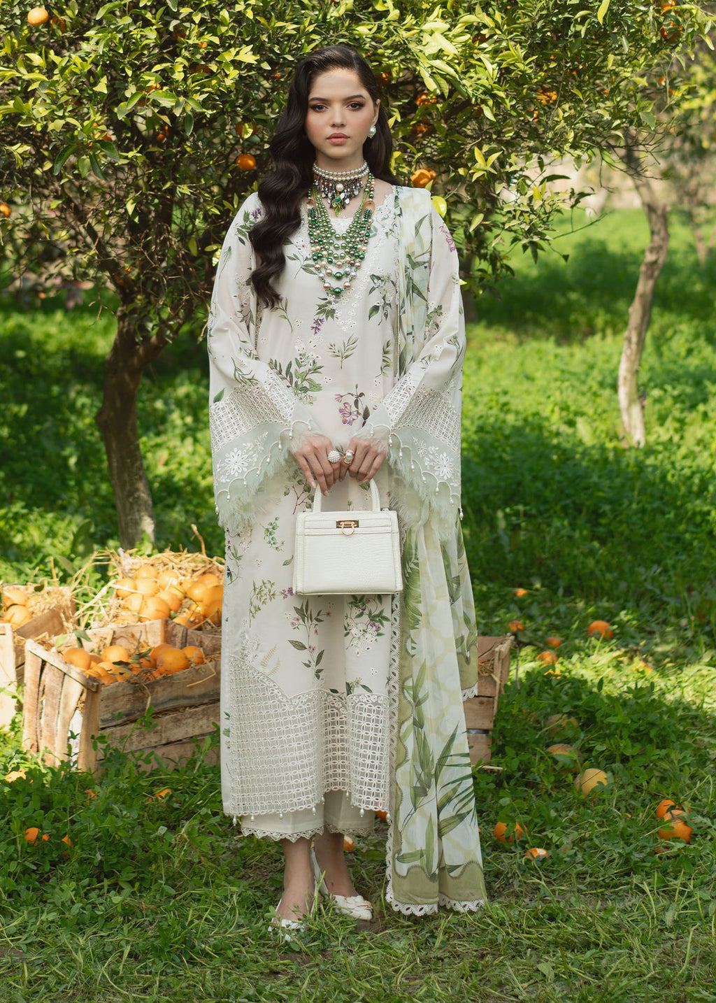 Sardinia White Tulip Printed Embroidered Lawn Unstiched 3pc (SL-556)