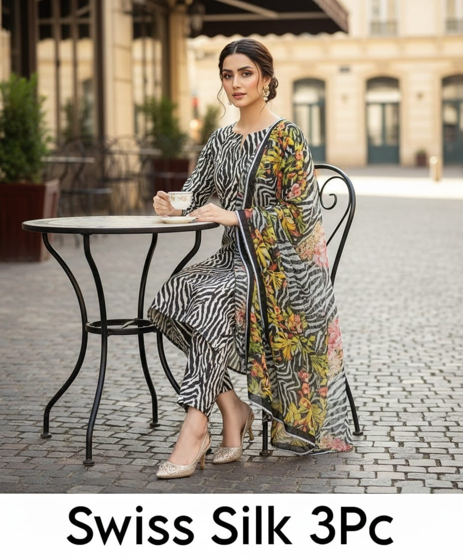 Swiss Lawn Printed 3pc