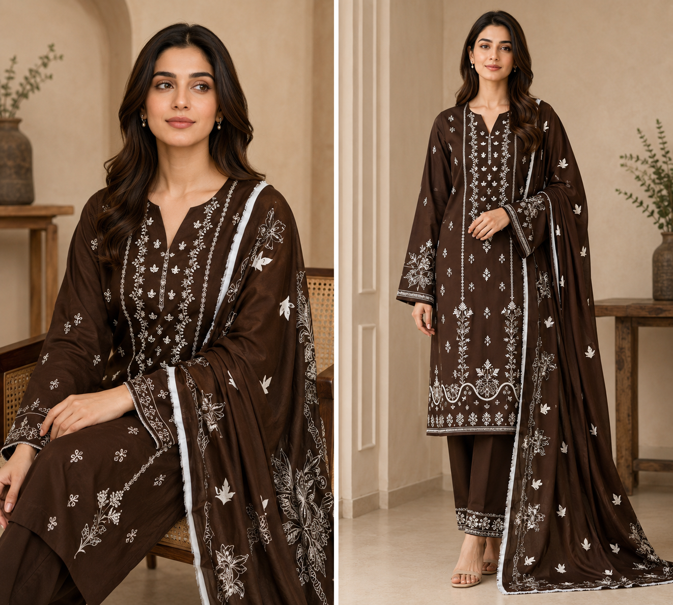 IZEL | EMBROIDERED DHANAK UNSTICHED 3pc | SL-1030
