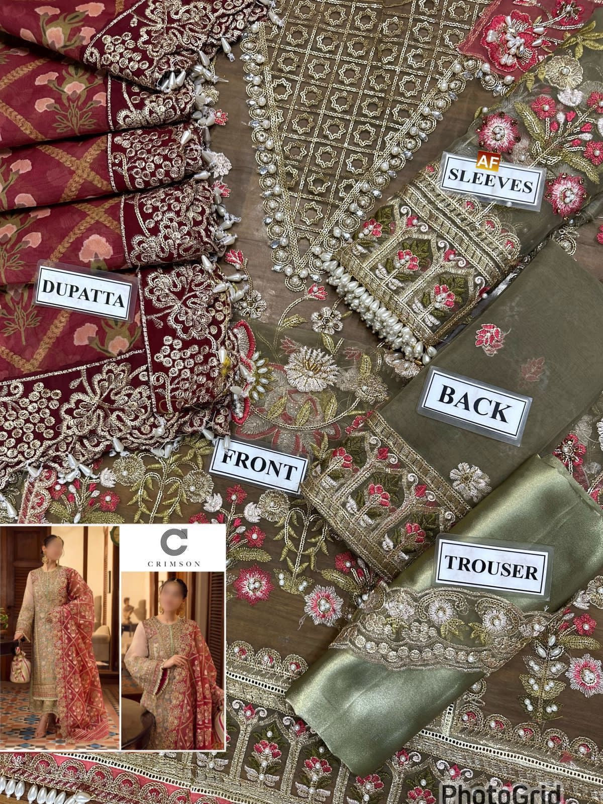 CRIMSON | LUXURIOUS EMBROIDERY 3pc | SL-1056