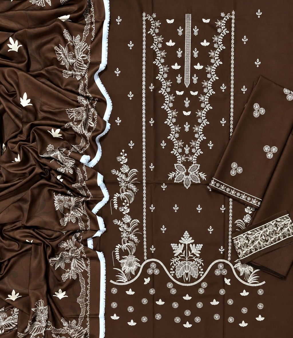 IZEL | EMBROIDERED DHANAK UNSTICHED 3pc | SL-1030