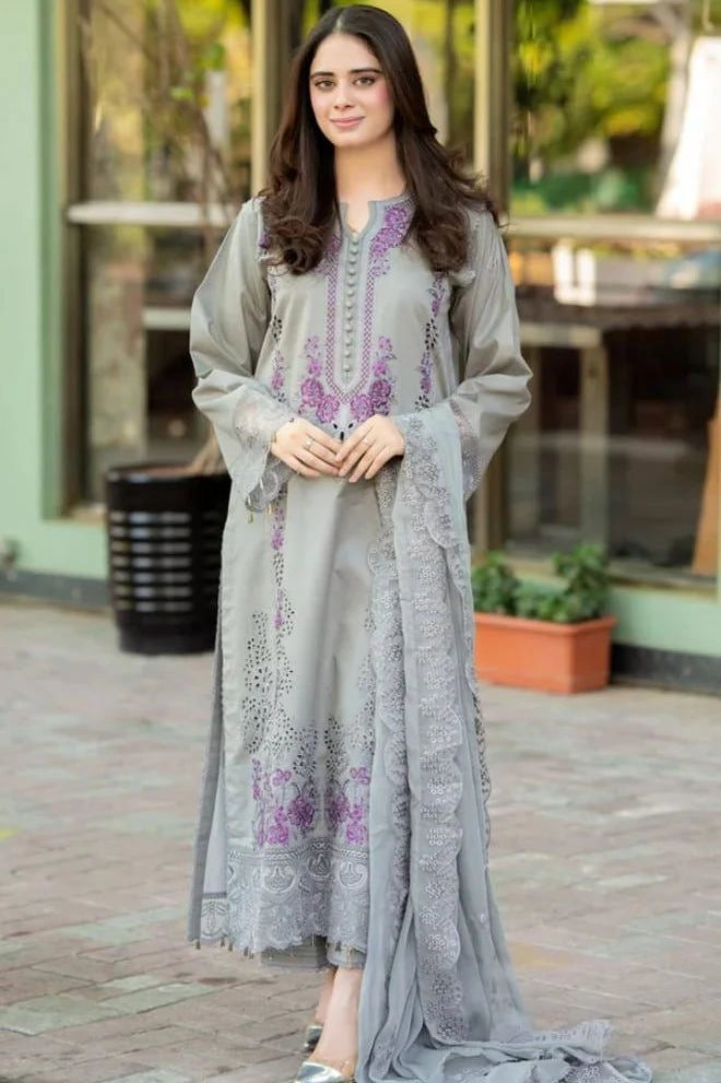 ZARQASH-EMBROIDERED LAWN UNSTICHED 3pc (SL-435)