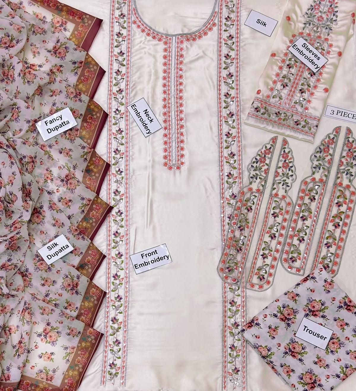 ANEELA’s | LUXURY FESTIVE EMBROIDERED PRINTED SILK 3pc | SL-1249