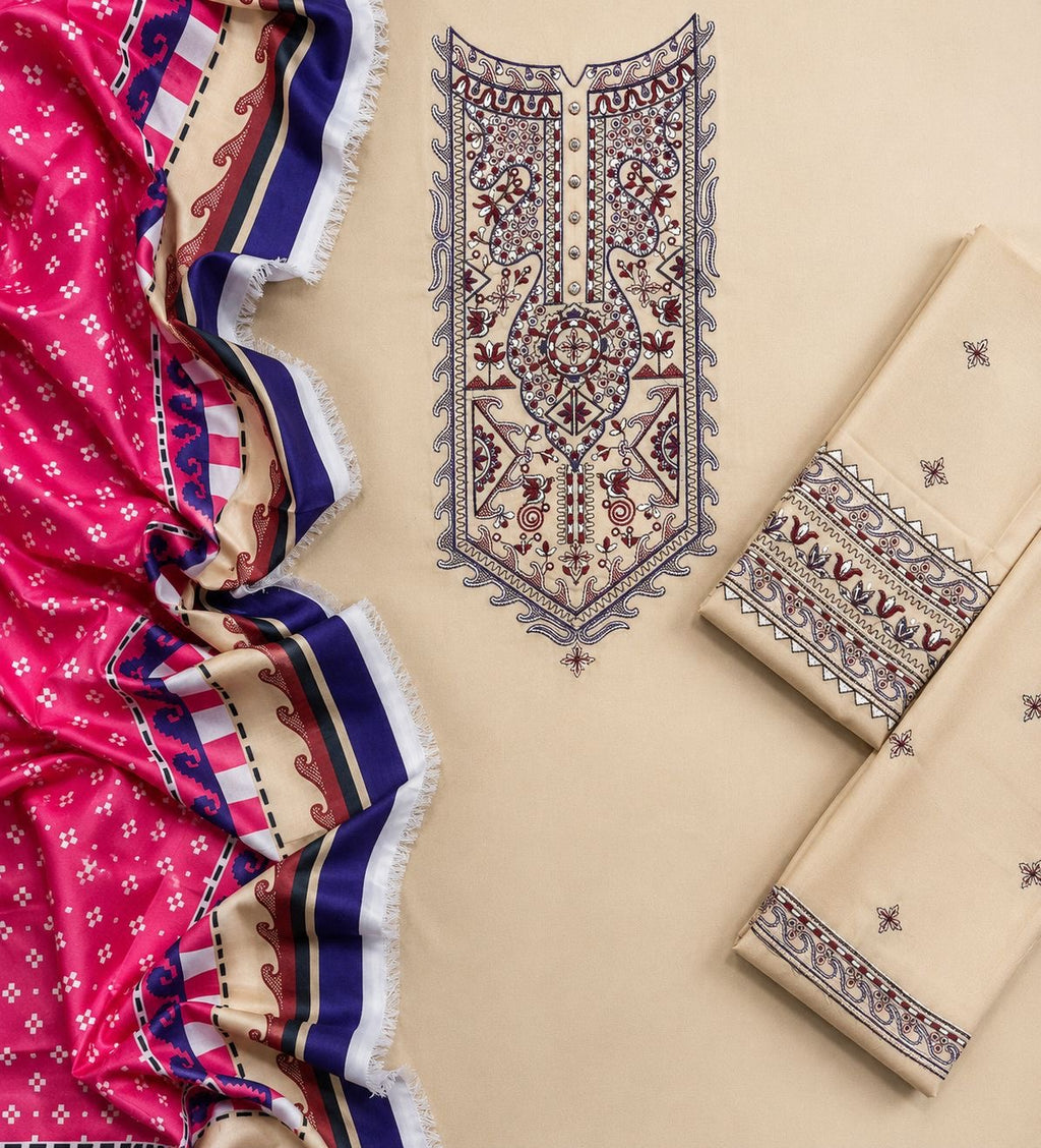 JAZMIN | DHANAK UNSTITCHED EMBROIDERED 3pc | SL-1002