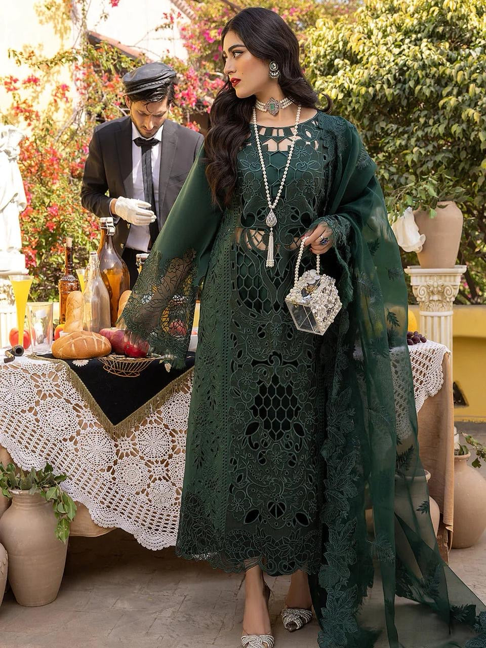 BIN ILYAS | LUXURY EMBROIDERED LASER WORK 3pc | SL-835