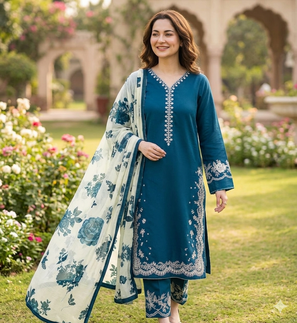 COCO By ZS | Heavy Embroidered Lawn Unstiched 3pc | SL-5506