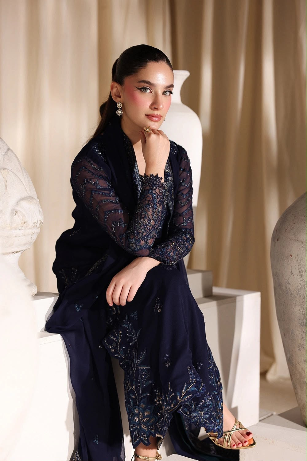 AZURE | LUXURY EMBROIDERED 3pc | SL-1037