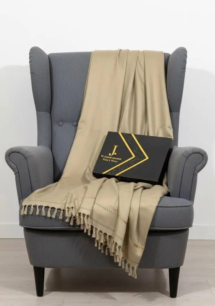 J.Men’s Premium Wool Shawl with box (Skin Almond)