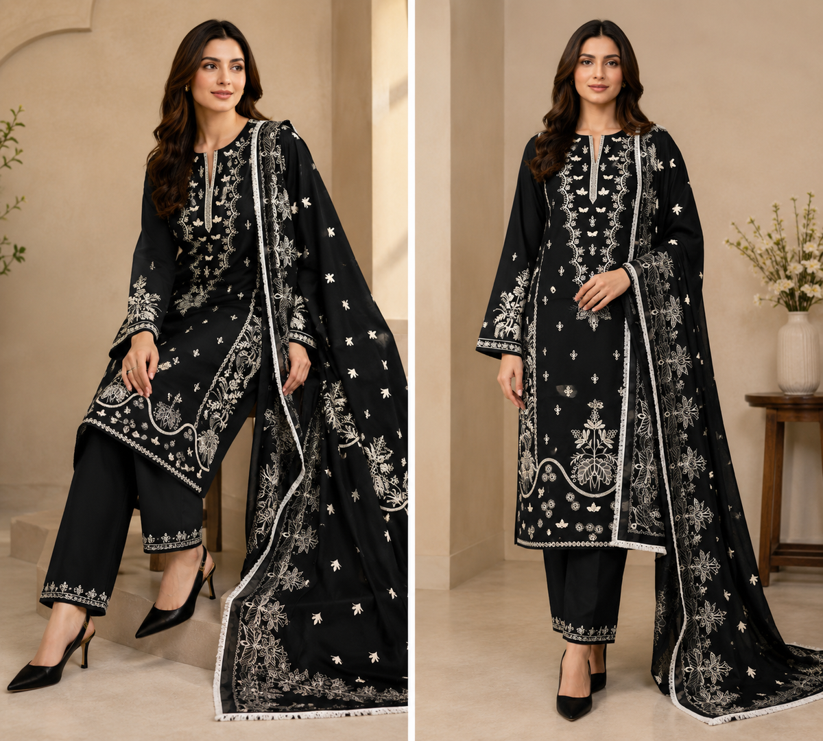 IZEL | LUXURY EMBROIDERED DHANAK UNSTICHED 3pc | SL1043