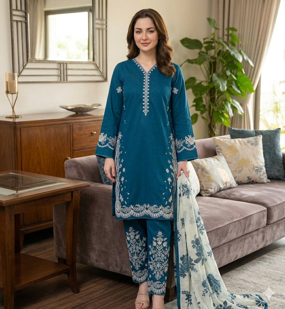 COCO By ZS | Heavy Embroidered Lawn Unstiched 3pc | SL-5506