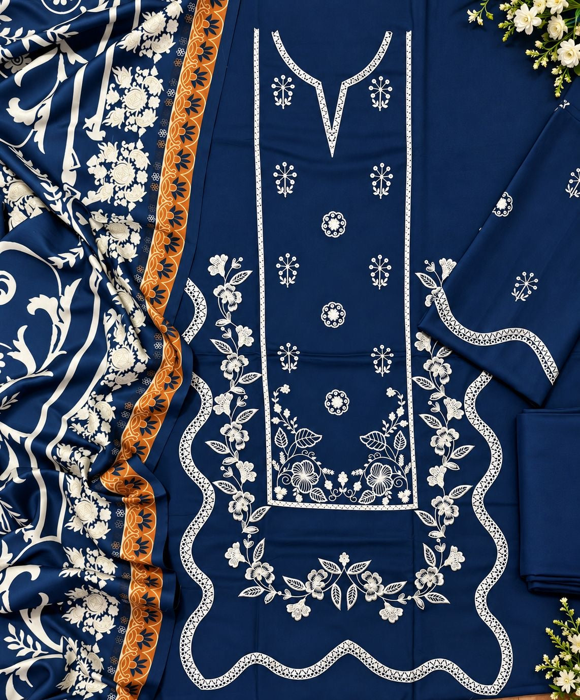 BEECHTREE | LUXURY EMBROIDERED DHANAK UNSTICHED 3pc | SL1046