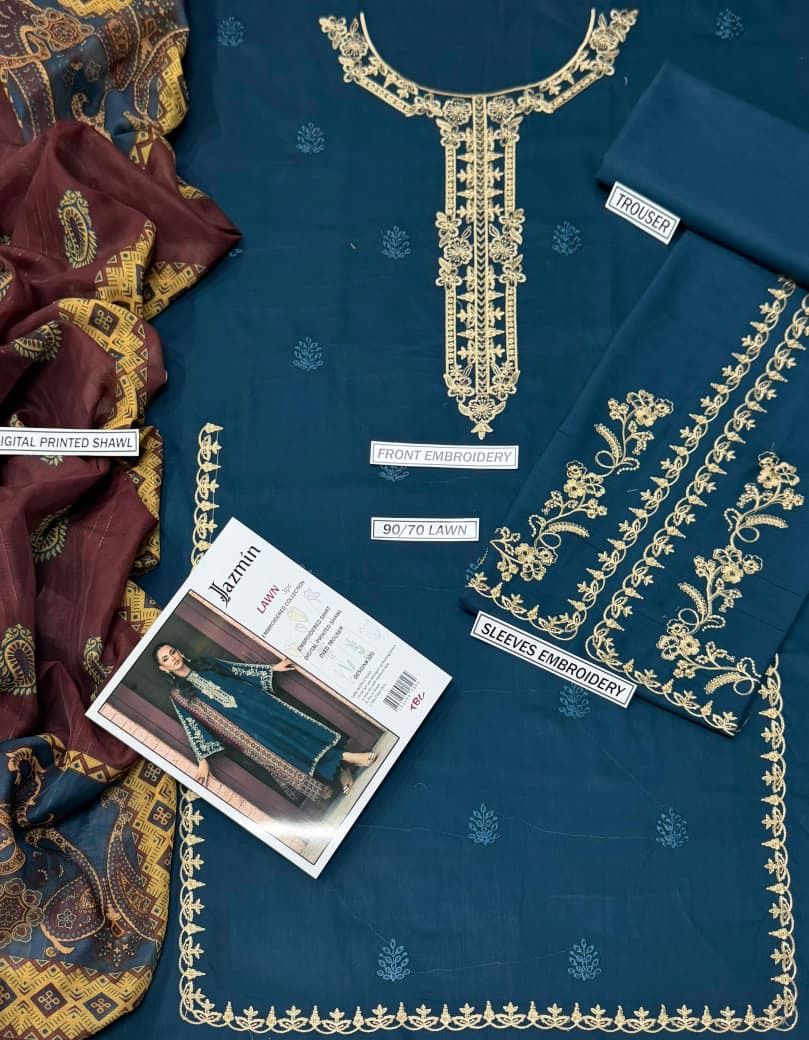 IZEL EMBROIDERED LUXURY LAWN UNSTICHED 3pc (SL-4401)