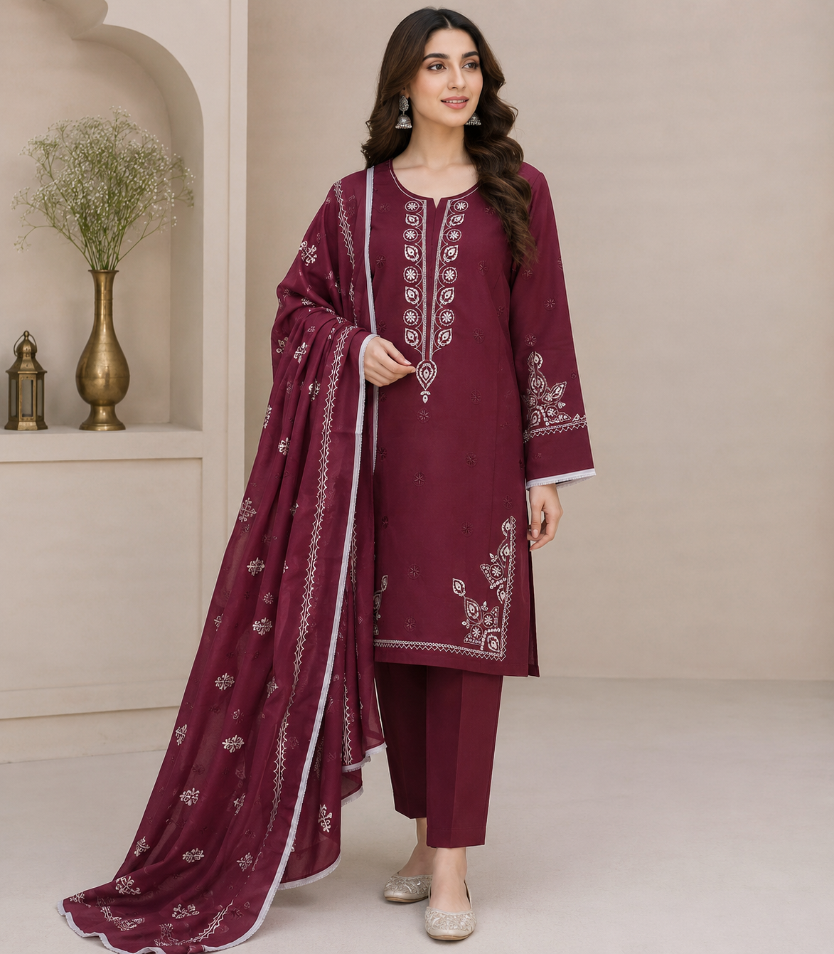 IZNIK | LUXURY EMBROIDERED DHANAK UNSTITCHED 3pc | SL-109