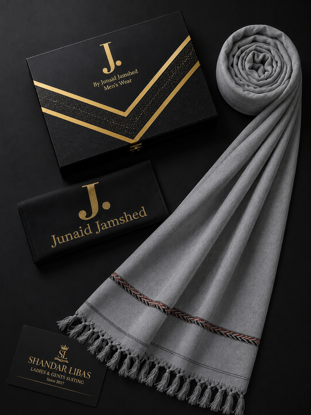 J. PREMIUM WOOL SHAWL | SL-646 | Silver Grey