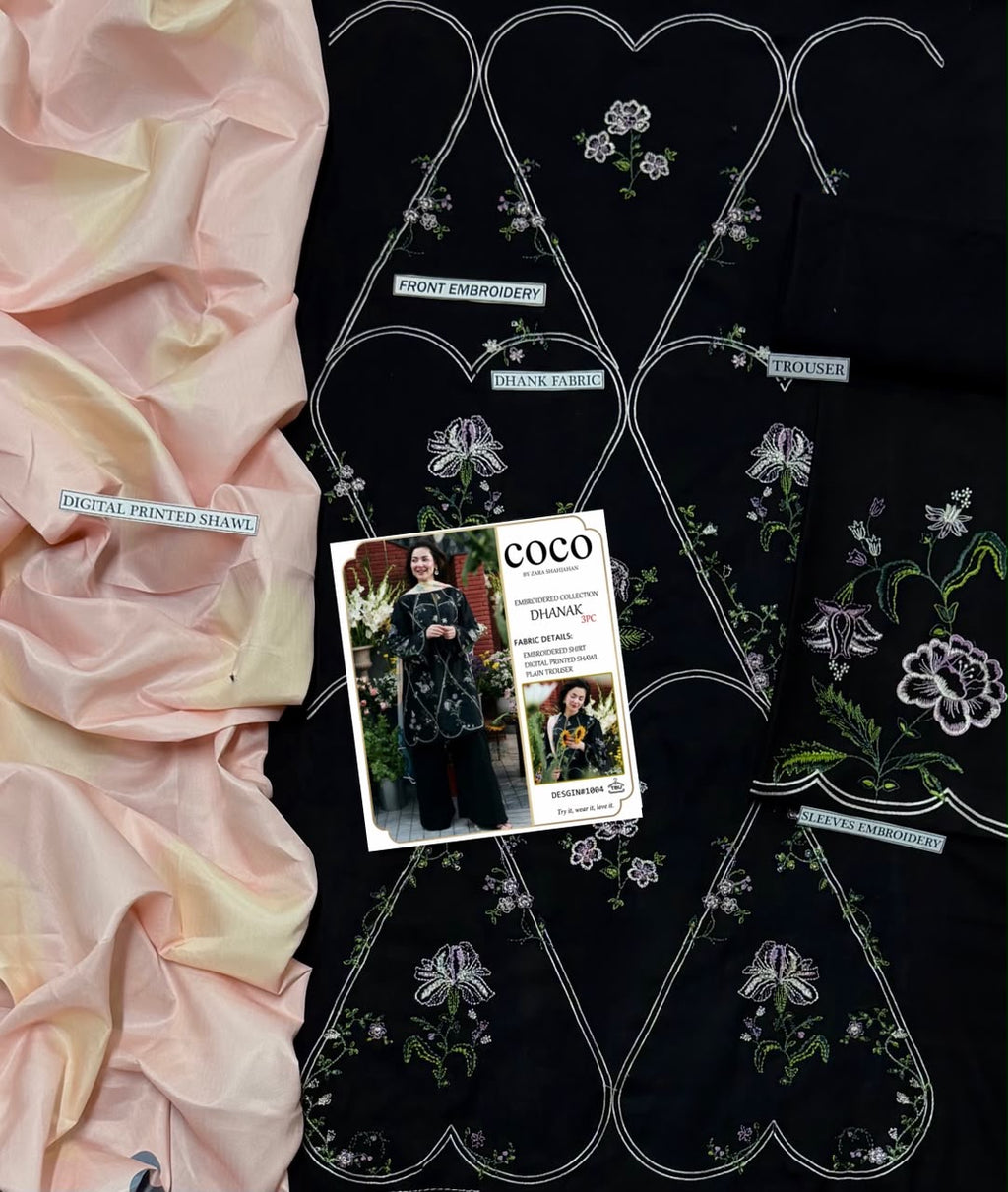 COCO BY ZS | EMBROIDERED DHANAK UNSTITCHED 3pc | SL-935