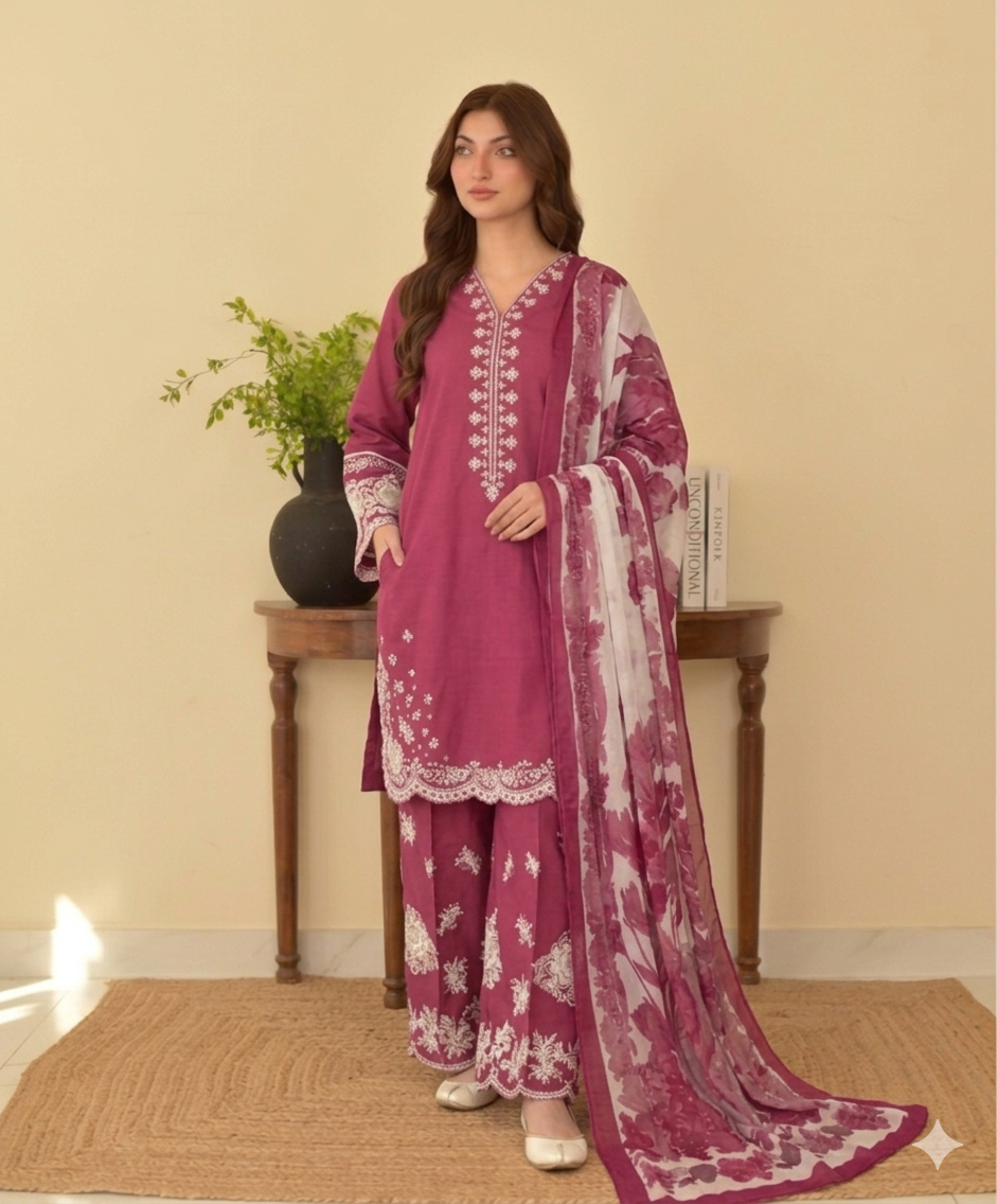 COCO By ZS | Heavy Embroidered Lawn Unstiched 3pc | SL-5508