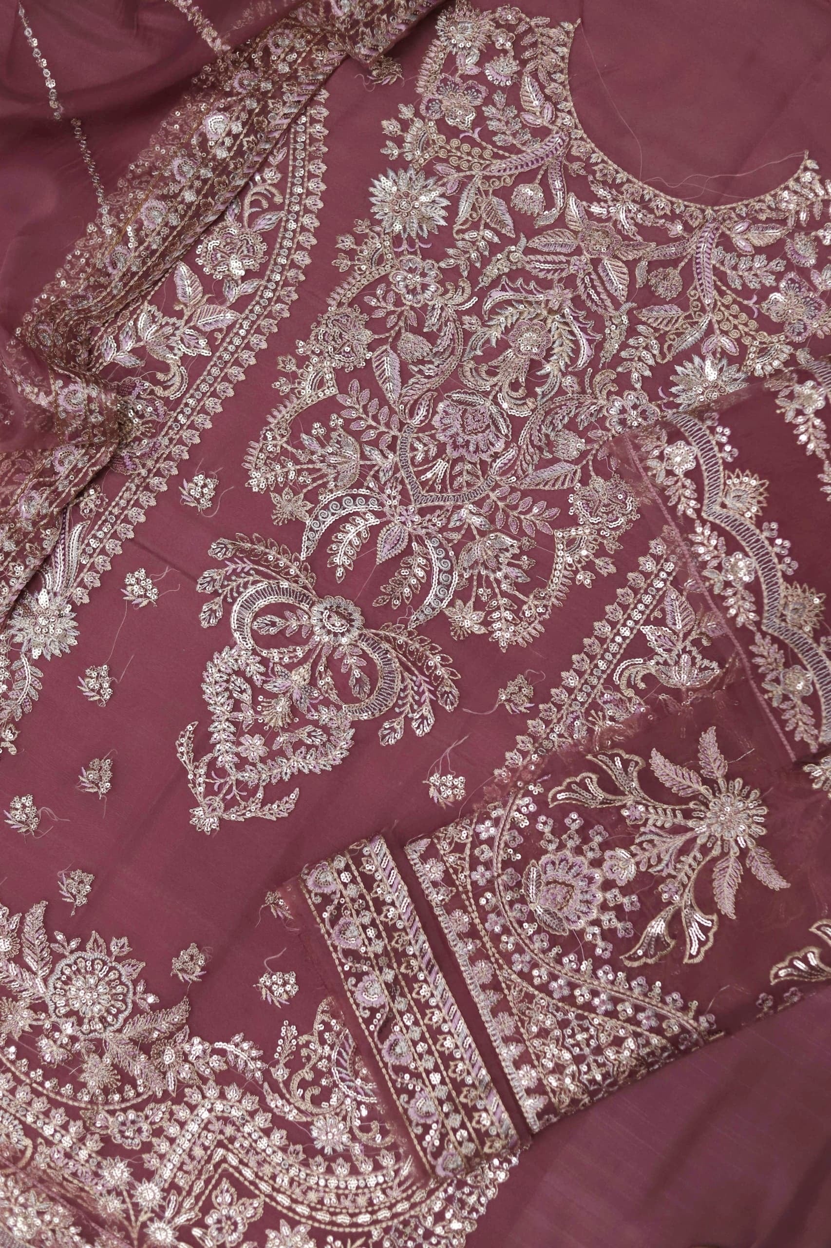 GUL-E-NARGIS - AFSANA- HEAVY EMBROIDERED ORGANZA UNSTICHED PARTY WEAR DRESS-(SL-359802)