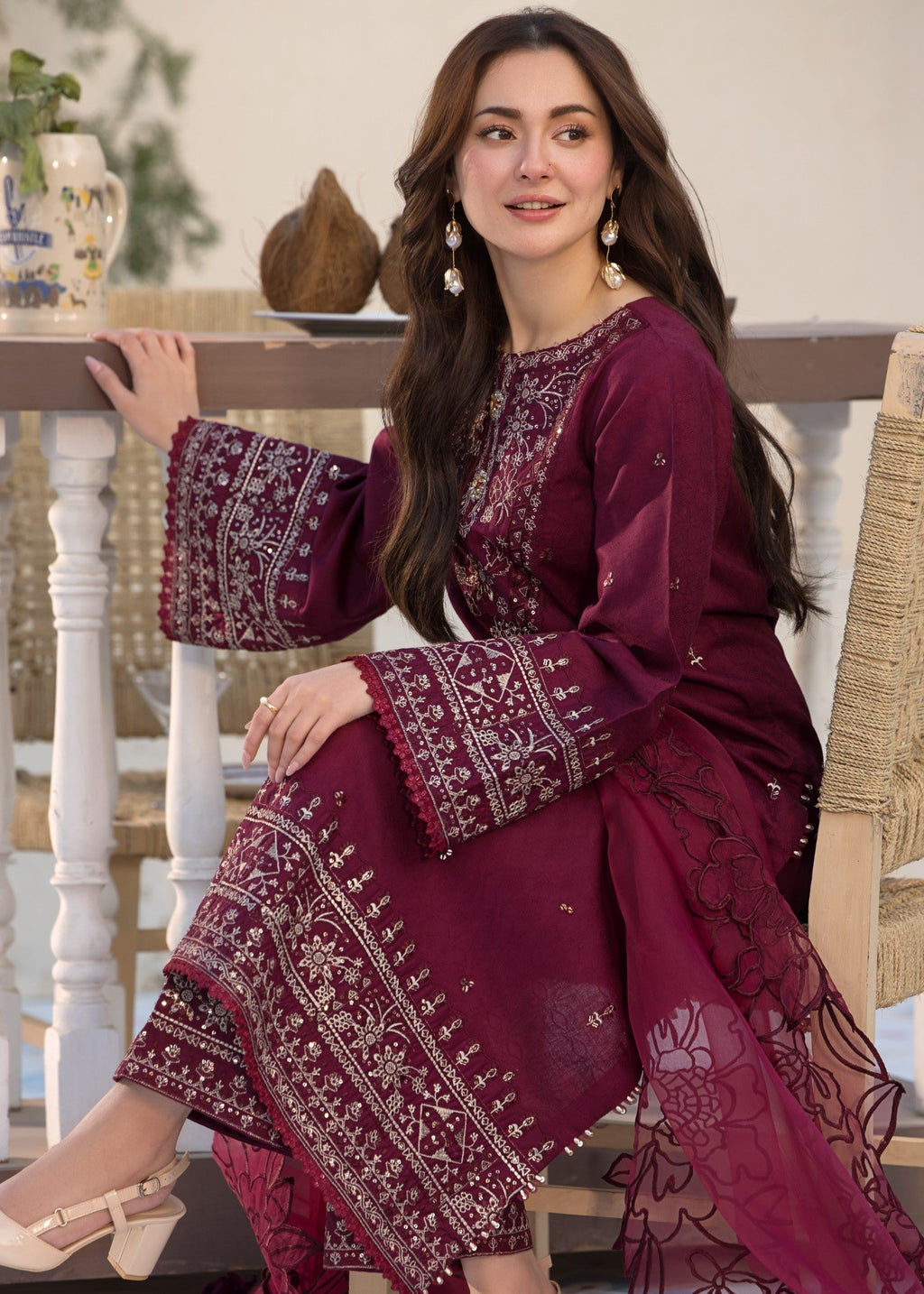 ALLY’s | Qalamkar-Luxury Embroidered Lawn 3pc | SL-325
