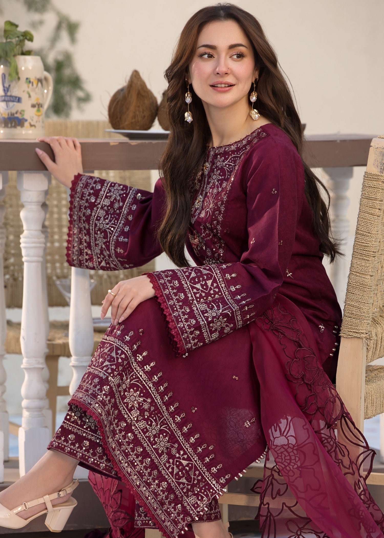 ALLY’s | Qalamkar-Luxury Embroidered Lawn 3pc | SL-325