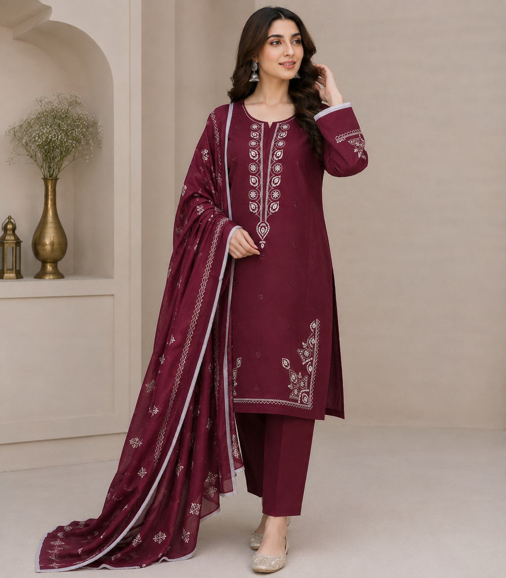 IZNIK | LUXURY EMBROIDERED DHANAK UNSTITCHED 3pc | SL-109