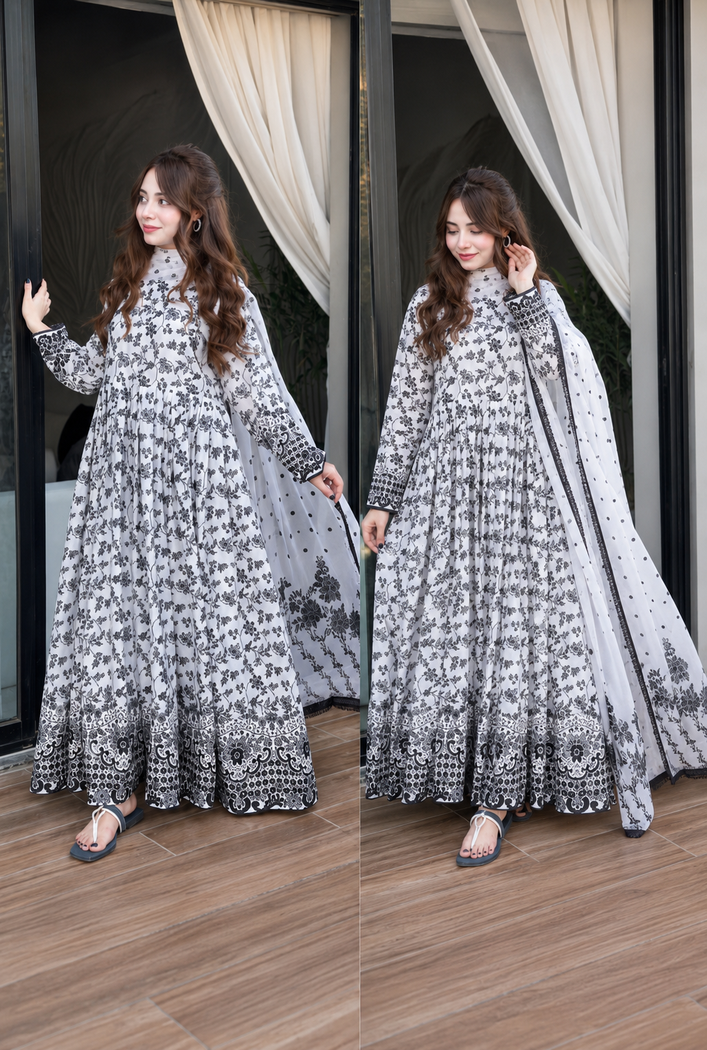 WANIYA | PRINTED FROCK LAWN 3pc Black🖤 (SL-1258)