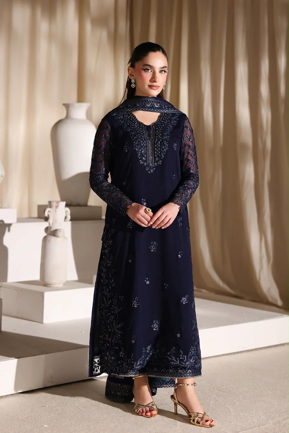 AZURE | LUXURY EMBROIDERED 3pc | SL-1037