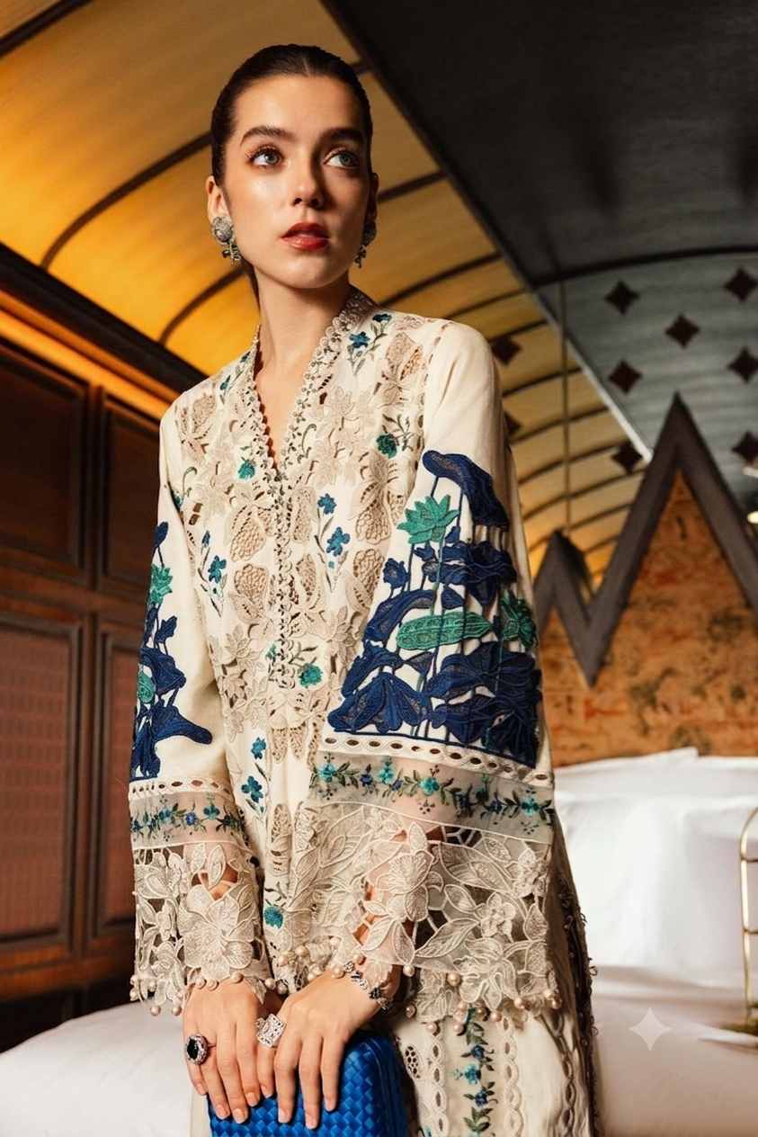 MARIA B | LUXURY | EMBROIDERED LASER WORK 3pc | SL-5450