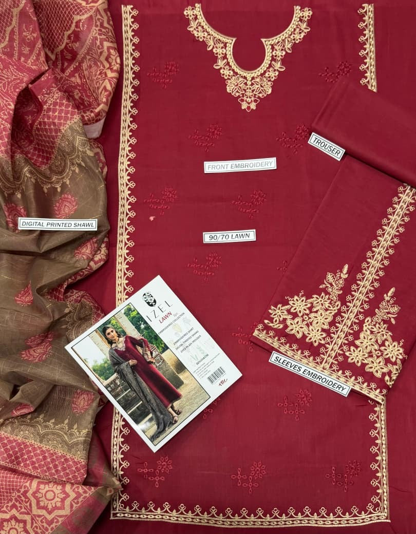 IZEL EMBROIDERED LAWN UNSTICHED 3pc (SL-0193)