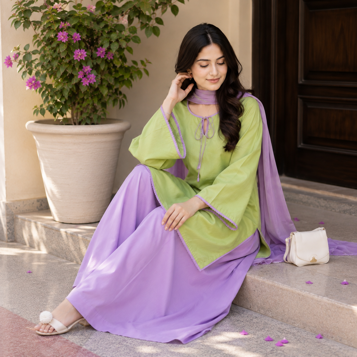Mint Blossom Co-Ord Set | Stiched Lawn 3pc | SL-9055