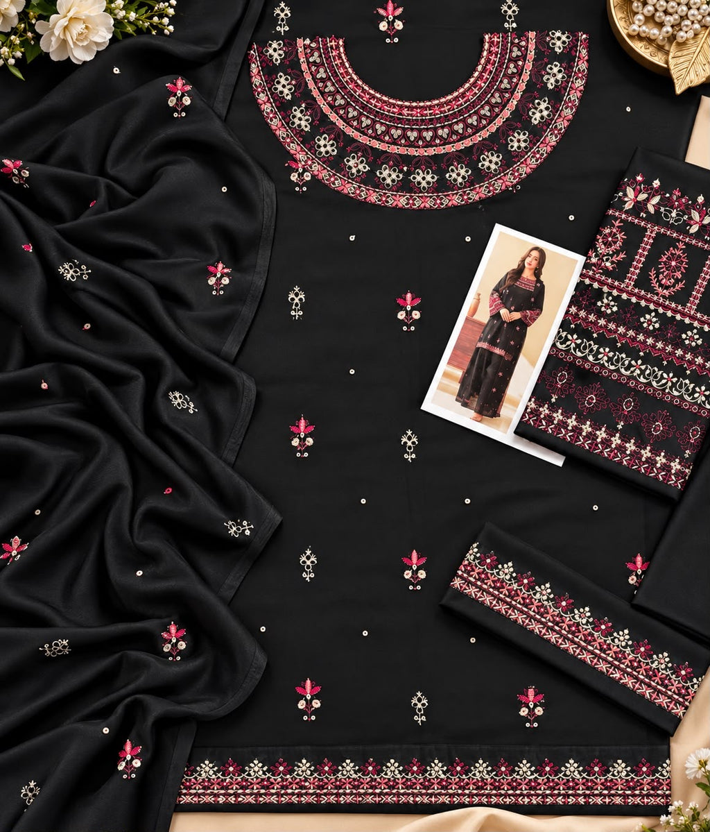NOIR | EMBROIDERED DHANAK 3pc | SL-454