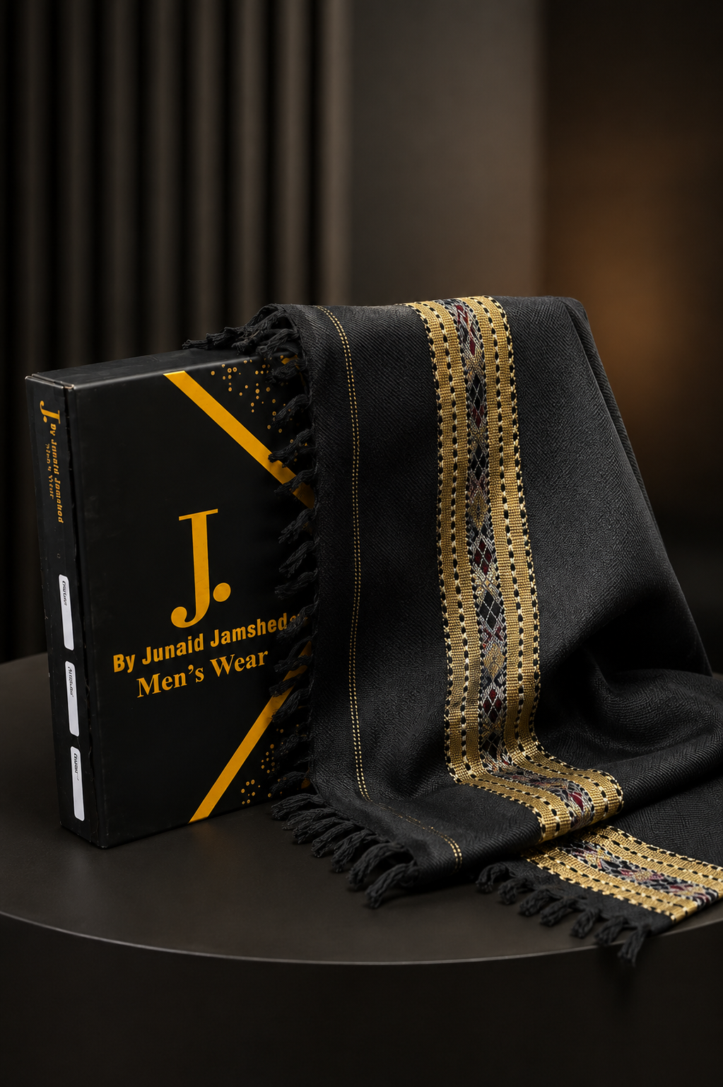 J. PREMIUM MEN’S WOOL SHAWL | JET BLACK | SL-5583