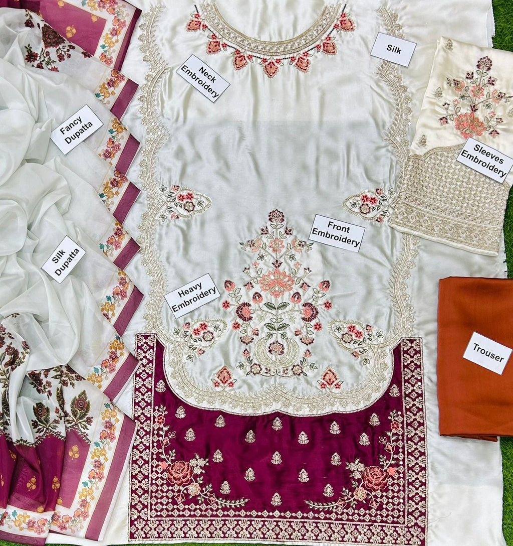 PEARL | ETHNIC | EMBROIDERED SILK UNSTITCHED 3pc | SL-558