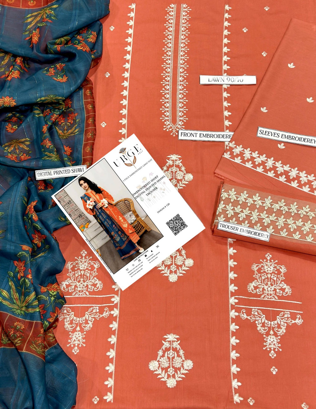 URGE EMBROIDERED LAWN UNSTICHED 3pc (SL-347)