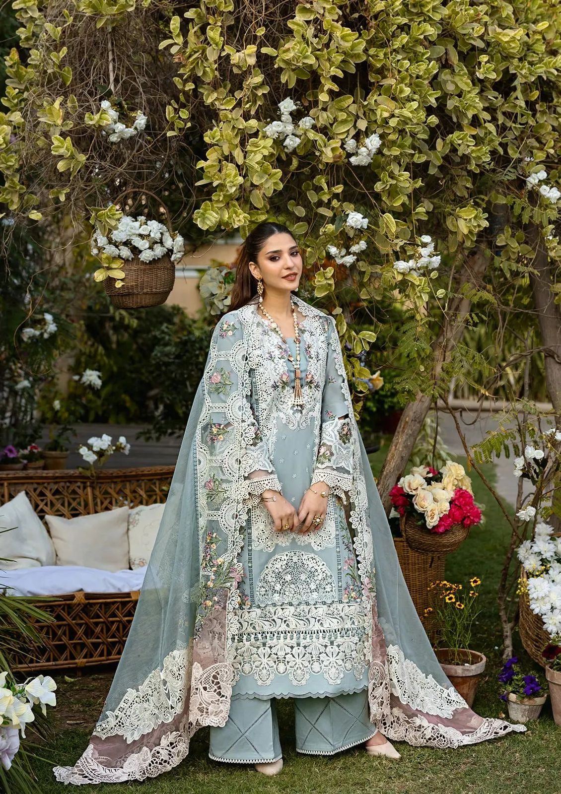 ELAF PREMIUM LAWN EMBROIDERED UNSTICHED 3pc (SL-9871)