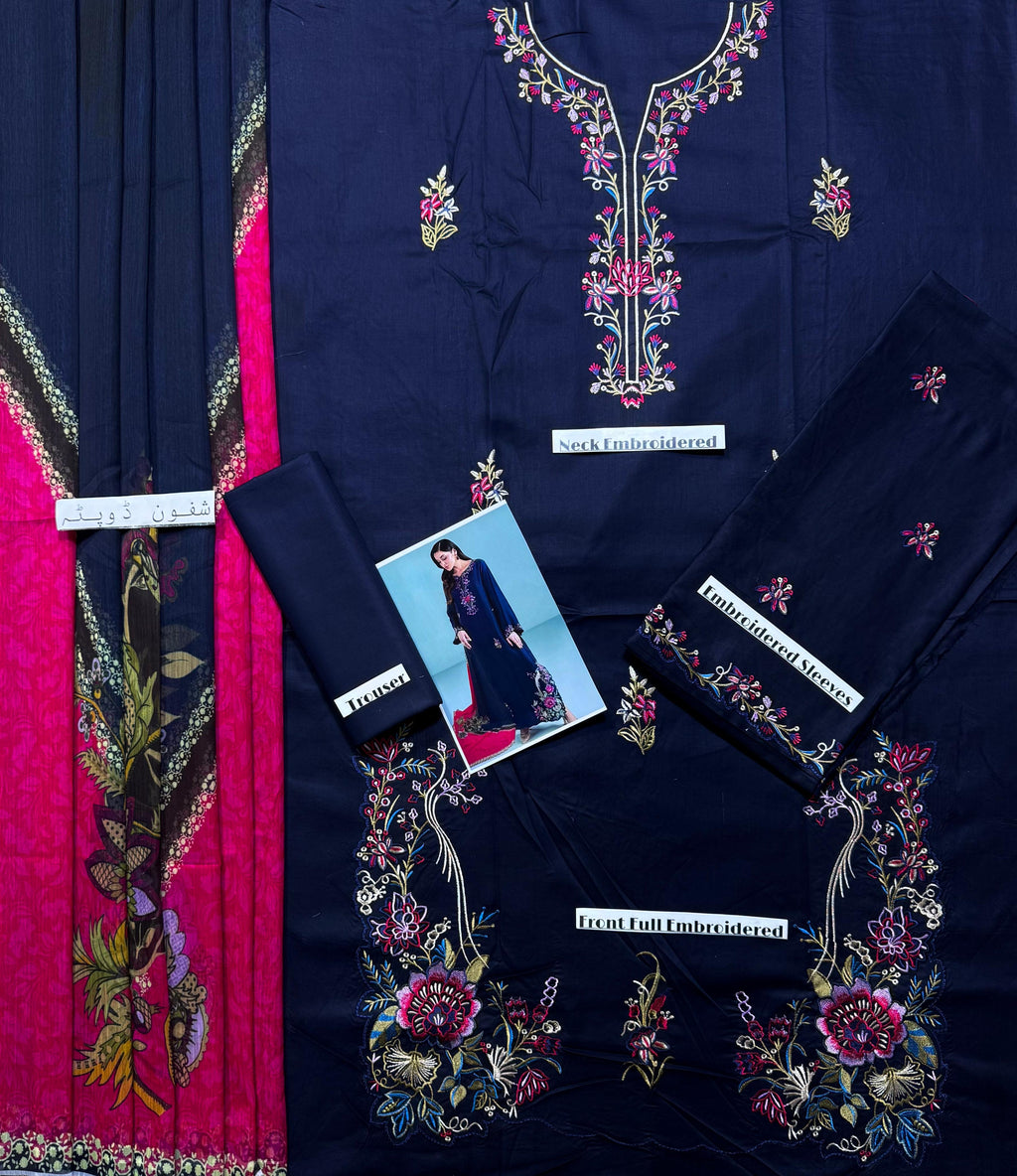 MARIA B-HEAVY EMBROIDERED LAWN 3pc