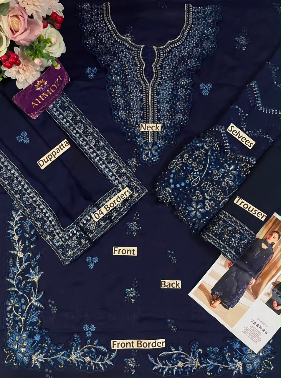AZURE | LUXURY EMBROIDERED 3pc | SL-1037