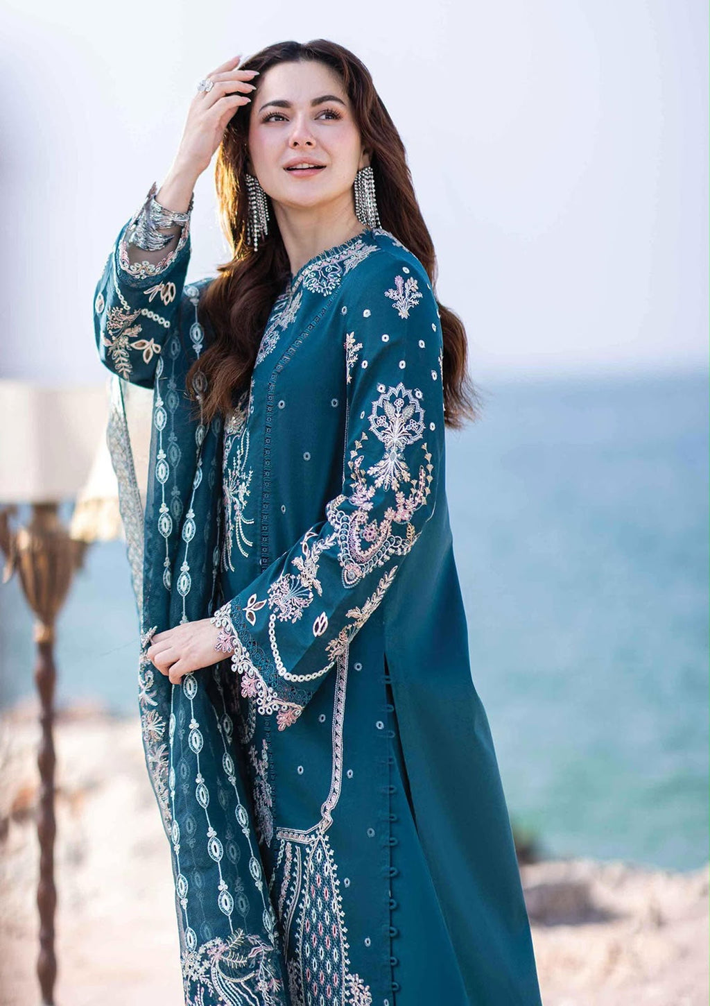 HANIA x QALAMKAR | LUXURY EMBROIDERED DHANAK UNSTICHED 3pc | SL-6290